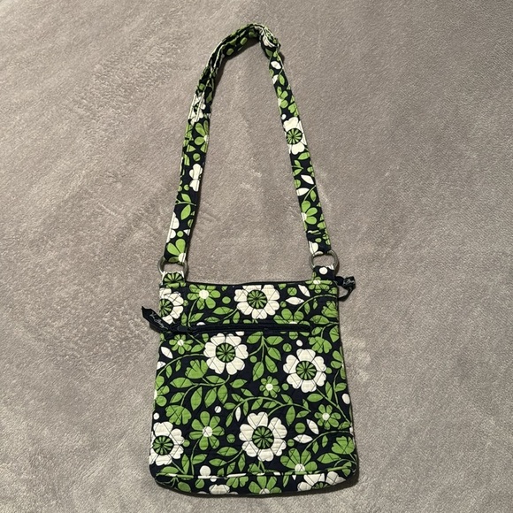 Vera Bradley -Navy Green White -Floral Nightingale -Crossbody Shoulder Bag Purse - Picture 3 of 16